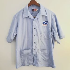 USPS letter carrier CCA uniform shirt Jac sz L short sleeve button down blue